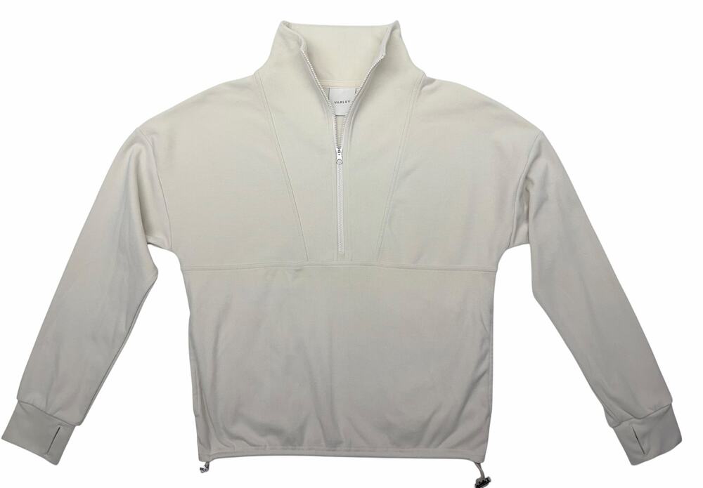 Varley Women XXS Ivory Half Zip Pullover Sweatshirt Drawstring Hem Athleisure
